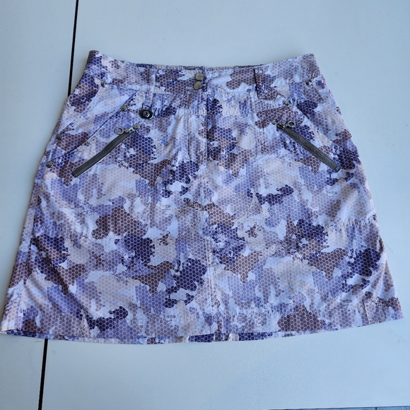DAILY SPORT XDS Skort Skirt Shorts Golf Tennis Black Purple Zipper Pockets Sz 6 - Picture 1 of 12